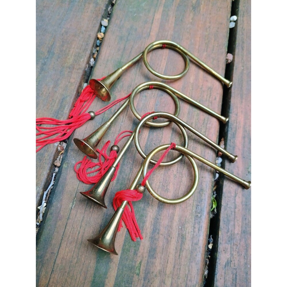 Brass French Horns Set of 4 Vintage Brass Christmas Ornament Music